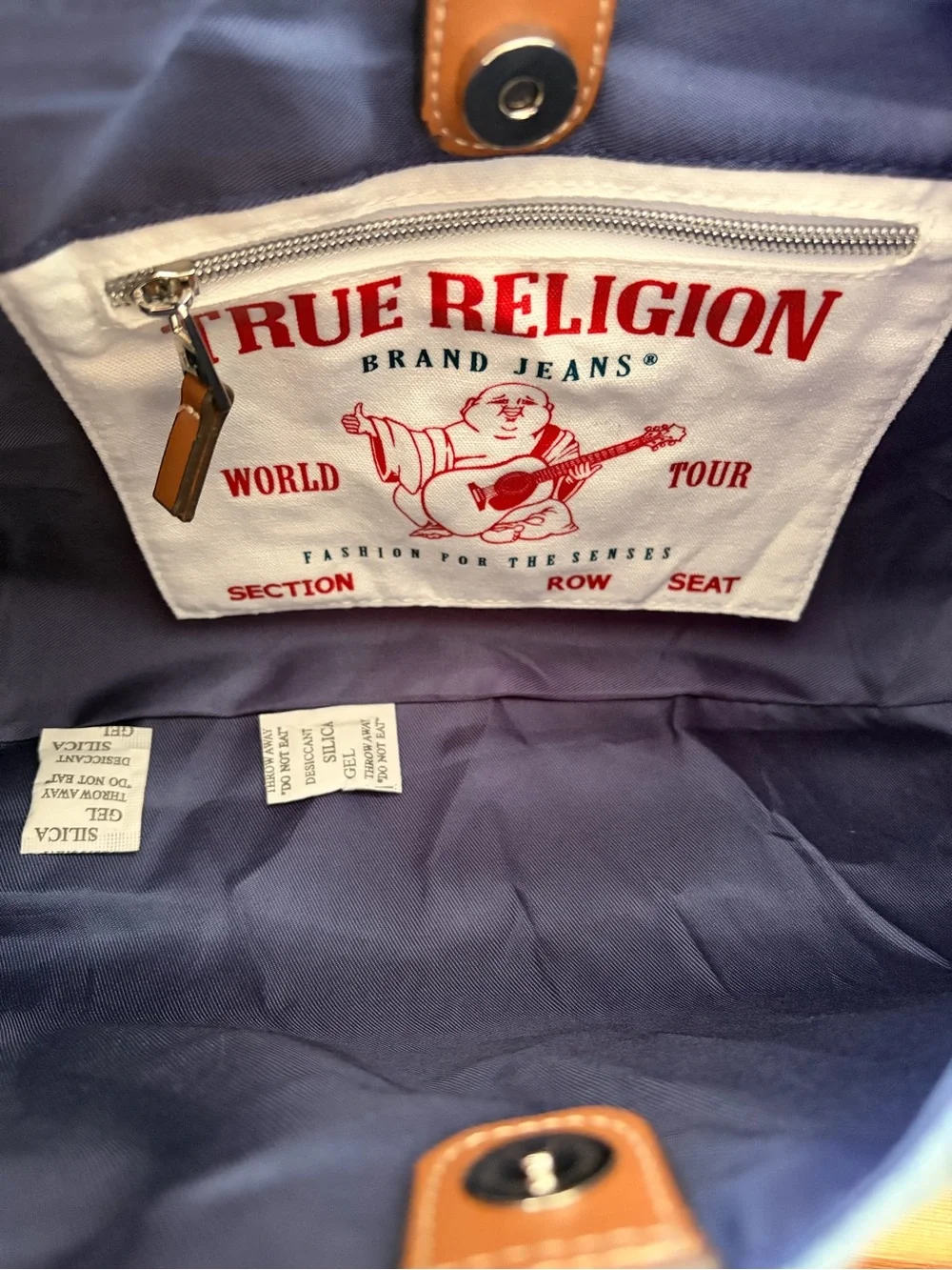 True Religion Denim Patchwork Hobo Shoulder Bag Horseshoe Charm